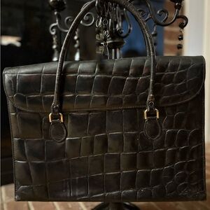 Vintage Black Crocodile Pattern Bag